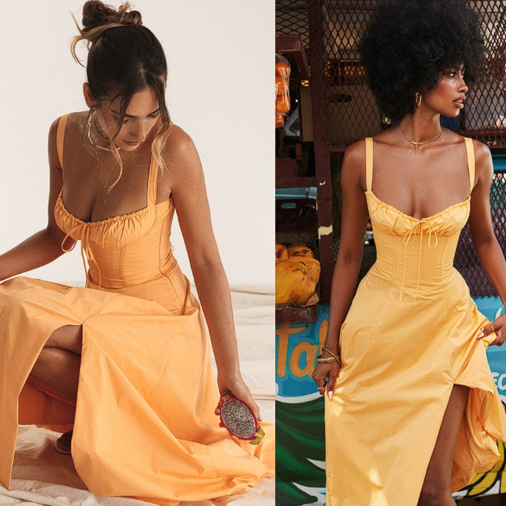 HOUSE OF CB 'Carmen' Tangerine Bustier Sundress NWOT - Picture 3 of 12